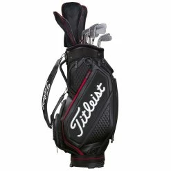 Titleist Jet Black Midsize Staff Golf Cart Bag -Golf Clothing Shop 2020jetblackmidsizestaffcartbagblackred4