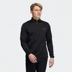 Adidas DWR 1/4 Zip Golf Sweater -Golf Clothing Shop Adidas AW22 DWR Quarter Zip Left Chest HM8280 SWADI322 Black Model 1