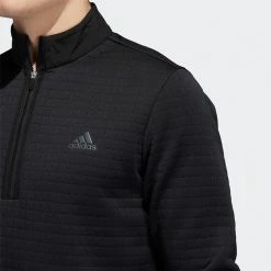Adidas DWR 1/4 Zip Golf Sweater -Golf Clothing Shop Adidas AW22 DWR Quarter Zip Left Chest HM8280 SWADI322 Black Model 3
