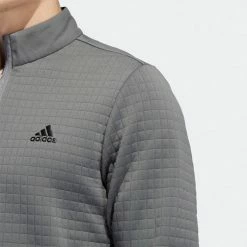 Adidas DWR 1/4 Zip Golf Sweater -Golf Clothing Shop Adidas AW22 DWR Quarter Zip Left Chest HM8281 SWADI324 Grey Four Model 2