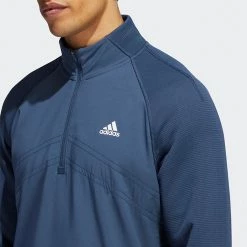 Adidas Statement 1/4 Zip Golf Sweater -Golf Clothing Shop Adidas AW22 Fleece Quarter Zip Pullover HT1322 SWADI313 Crew Navy Model 2