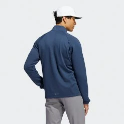 Adidas Statement 1/4 Zip Golf Sweater -Golf Clothing Shop Adidas AW22 Fleece Quarter Zip Pullover HT1322 SWADI313 Crew Navy Model 3