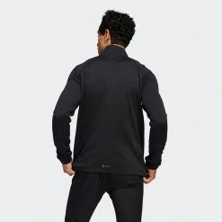 Adidas Statement 1/4 Zip Golf Sweater -Golf Clothing Shop Adidas AW22 Fleece Quarter Zip Pullover HT1323 SWADI312 Black Model 3