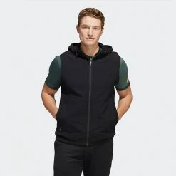 Adidas Statement Full Zip Hooded Golf Vest -Golf Clothing Shop Adidas AW22 Hoodie Vest HF6566 SWADI314 L Black Model 1