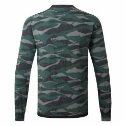 Adidas Texture Print Crew Golf Sweater -Golf Clothing Shop Adidas AW22 Texture Print Crewneck HF6523 SWADI320 Black Grey Six Shadow Green Back