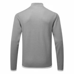 Adidas Microdot 1/4 Zip Golf Sweater -Golf Clothing Shop Adidas SS23 Microdot Quarter Zip Sweater IA4763 SWADI341 S White Grey Three Back