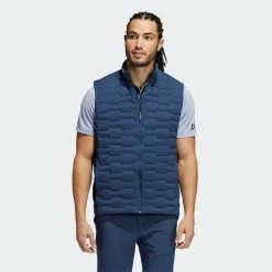Adidas Frostguard Thermal Golf Wind Vest -Golf Clothing Shop Adidas AW21 Frostguard 1 4 Zip Thermal Wind Vest H50987 Code WTADI081 Crew Navy Model 1