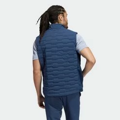 Adidas Frostguard Thermal Golf Wind Vest -Golf Clothing Shop Adidas AW21 Frostguard 1 4 Zip Thermal Wind Vest H50987 Code WTADI081 Crew Navy Model 3