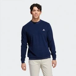 Adidas Core Crew Golf Sweater -Golf Clothing Shop Adidas AW22 Core Crew Pullover HT5907 SWADI328 Crew Navy Model 1