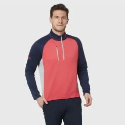 Callaway Blocked Ottoman Fleece 1/4 Zip Golf Sweater -Golf Clothing Shop Callaway SS22 Blocked Ottoman Fleece 1 4 Zip Sweater Teaberry CGKFB0S3 678 SWCAL077 Model 1