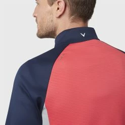 Callaway Blocked Ottoman Fleece 1/4 Zip Golf Sweater -Golf Clothing Shop Callaway SS22 Blocked Ottoman Fleece 1 4 Zip Sweater Teaberry CGKFB0S3 678 SWCAL077 Model 2