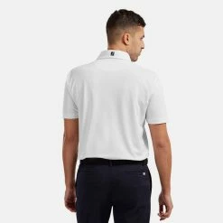 FootJoy Stretch Pique Solid Golf Polo Shirt -Golf Clothing Shop FOOTJOY 91823 FJ PERF SS SHIRT ATH WHITE Model 3