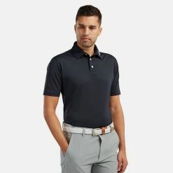 FootJoy Stretch Pique Solid Golf Polo Shirt -Golf Clothing Shop FOOTJOY PERF SS SHIRT ATH NAVY Model 1
