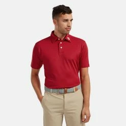 FootJoy Stretch Pique Solid Golf Polo Shirt -Golf Clothing Shop FOOTJOY PERF SS SHIRT ATH RED Model 1
