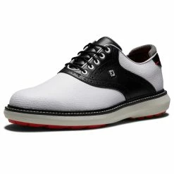 FootJoy FJ Traditions Spikeless 57924 Golf Shoes -Golf Clothing Shop FootJoy FJ Traditions Spikeless Shoes White Black Grey 5