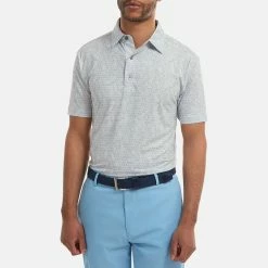 FootJoy Digital Camo FJ Print Lisle Golf Polo Shirt 9 FootJoy Digital Camo FJ Print Lisle Golf Polo Shirt -Golf Clothing Shop FootJoy SS22 Digital Camo FJ Print Lisle Golf Polo Shirt Grey 88438 Front model 1