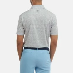 FootJoy Digital Camo FJ Print Lisle Golf Polo Shirt 11 FootJoy Digital Camo FJ Print Lisle Golf Polo Shirt -Golf Clothing Shop FootJoy SS22 Digital Camo FJ Print Lisle Golf Polo Shirt Grey 88438 Front model 3