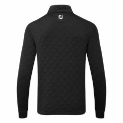 FootJoy Diamond Jacquard Chill-Out 1/4 Zip Golf Pullover -Golf Clothing Shop FootJoy SS22 Diamond Jacquard Chill Out 1 4 Zip Golf Sweater Black Grey 88451 Back