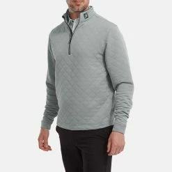 FootJoy Diamond Jacquard Chill-Out 1/4 Zip Golf Pullover 9 FootJoy Diamond Jacquard Chill-Out 1/4 Zip Golf Pullover -Golf Clothing Shop FootJoy SS22 Diamond Jacquard Chill Out 1 4 Zip Golf Sweater Grey Charcoal 88453 model 1