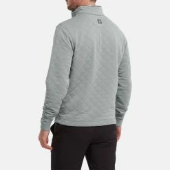 FootJoy Diamond Jacquard Chill-Out 1/4 Zip Golf Pullover 11 FootJoy Diamond Jacquard Chill-Out 1/4 Zip Golf Pullover -Golf Clothing Shop FootJoy SS22 Diamond Jacquard Chill Out 1 4 Zip Golf Sweater Grey Charcoal 88453 model 3