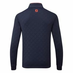 FootJoy Diamond Jacquard Chill-Out 1/4 Zip Golf Pullover -Golf Clothing Shop FootJoy SS22 Diamond Jacquard Chill Out 1 4 Zip Golf Sweater Navy Bright Red 88452 Back