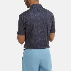 FootJoy Digital Camo FJ Print Lisle Golf Polo Shirt -Golf Clothing Shop FootJoy SS22 Digital Camo FJ Print Lisle Golf Polo Shirt Navy 88436 model 3