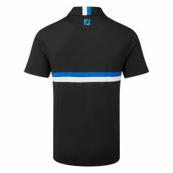 FootJoy Double Chest Band Pique Golf Polo Shirt 8 FootJoy Double Chest Band Pique Golf Polo Shirt -Golf Clothing Shop FootJoy SS22 Double Chest Band Pique Golf Polo Shirt Black Cobalt White 88441 Back