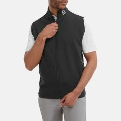 FootJoy Knit Full Zip Golf Vest -Golf Clothing Shop FootJoy SS22 Knit Full Zip Golf Vest Black 88455 model 1