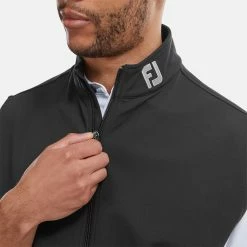 FootJoy Knit Full Zip Golf Vest -Golf Clothing Shop FootJoy SS22 Knit Full Zip Golf Vest Black 88455 model 2