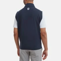 FootJoy Knit Full Zip Golf Vest -Golf Clothing Shop FootJoy SS22 Knit Full Zip Golf Vest Navy 88456 model 3