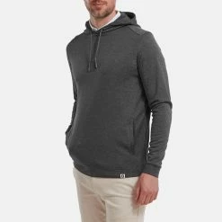 FootJoy Lightweight Golf Hoodie -Golf Clothing Shop FootJoy SS22 Lightweight Golf Hoodie Heather Charcoal 88449 model 1