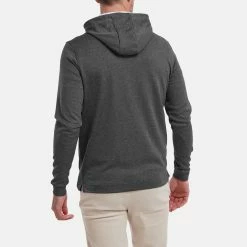 FootJoy Lightweight Golf Hoodie -Golf Clothing Shop FootJoy SS22 Lightweight Golf Hoodie Heather Charcoal 88449 model 3