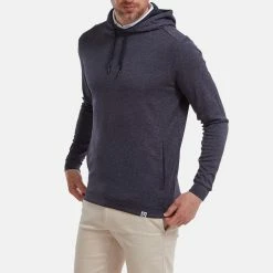 FootJoy Lightweight Golf Hoodie -Golf Clothing Shop FootJoy SS22 Lightweight Golf Hoodie Heather Navy 88448 model 1