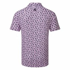 FootJoy Shadow Palm Print Pique Golf Polo Shirt -Golf Clothing Shop FootJoy SS22 Shadow Palm Print Pique Golf Polo Shirt Lavender Navy 88373 Back