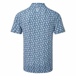 FootJoy Shadow Palm Print Pique Golf Polo Shirt -Golf Clothing Shop FootJoy SS22 Shadow Palm Print Pique Golf Polo Shirt Ink Dusk Blue 88375 Back