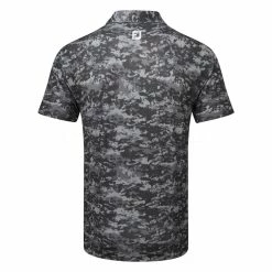 FootJoy Cloud Camo Lisle Golf Polo Shirt -Golf Clothing Shop FootJoy SS23 Cloud Camo Lisle Polo Shirt 80003 SHFOO237 S Black Back