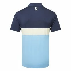 FootJoy Colour Theory Lisle Golf Polo Shirt 5 FootJoy Colour Theory Lisle Golf Polo Shirt -Golf Clothing Shop FootJoy SS23 Colour Theory Lisle Polo Shirt 80097 SHFOO242 S Navy White Almond True Blue Back