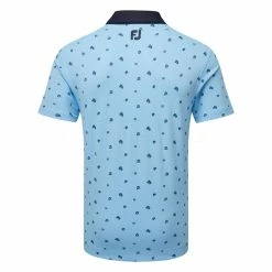 FootJoy Scattered Floral Pique Golf Polo Shirt -Golf Clothing Shop FootJoy SS23 Scattered Floral Pique Polo Shirt 80042 SHFOO231 S True Blue Navy Back