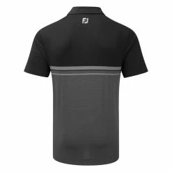 FootJoy Engineered Heather Striped Lisle Golf Polo Shirt -Golf Clothing Shop FootJoy AW21 Engineered Stripe Lisle Polo Shirt 84468 Code SHFOO184 M Black Back