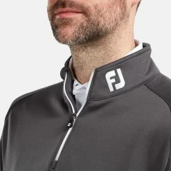 FootJoy Chill-Out 1/4 Zip Golf Pullover -Golf Clothing Shop FootJoy SS20 Chill Out Pullover 90397 Code SWFOO110 Charcoal Model 2