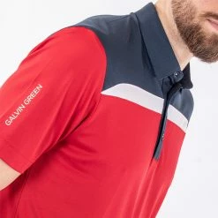 Galvingreen Galvin Green Mapping Golf Polo Shirt -Golf Clothing Shop Galvin Green AW22 Mapping Polo Shirt G136423 SHGAL575 M Red Navy White Model 2