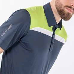 Galvingreen Galvin Green Mapping Golf Polo Shirt -Golf Clothing Shop Galvin Green AW22 Mapping Polo Shirt G136438 SHGAL576 M Navy Lime White Model 2