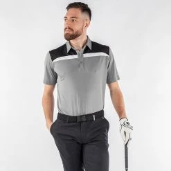 Galvingreen Galvin Green Mapping Golf Polo Shirt -Golf Clothing Shop Galvin Green AW22 Mapping Polo Shirt G136477 SHGAL578 M Sharkskin Black White Model 1
