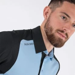 Galvingreen Galvin Green Massimo Golf Polo Shirt -Golf Clothing Shop Galvin Green Massimo Golf Polo Shirt Blue Bell Black G127367 SHGAL579 Model 2