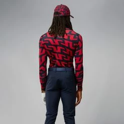 Jlindeberg J.Lindeberg Aello Print Golf Base Layer -Golf Clothing Shop J. Lindeberg GMJT06853 G132 M Aello Soft Compression Print BLLIN008 Bridge Swirl Red Model 3