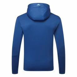 Jlindeberg J.Lindeberg Aerial 1/4 Zip Golf Hoodie -Golf Clothing Shop J.Lindeberg AW22 Aerial Quarter Hood GMJS07797 0337 SWLIN085 Navy PeonyAiry Blue Back