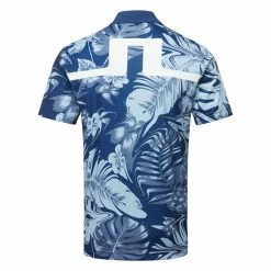 Jlindeberg J.Lindeberg Martin Print Golf Polo Shirt -Golf Clothing Shop J.Lindeberg Martin Print Regular Fit Polo GMJT07413 0470 SHLIN150 Hibiscus BlueWhite Back