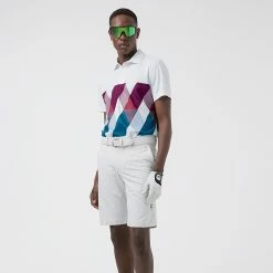 Jlindeberg J.Lindeberg Active Argyle Golf Shorts -Golf Clothing Shop J.Lindeberg SS22 Active Argyl Golf Short P1345071 White Model 1