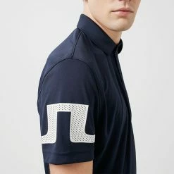 Jlindeberg J.Lindeberg Heath Golf Polo Shirt -Golf Clothing Shop J.Lindeberg SS22 Heath Regular Fit Polo GMJT06335 6855 Code SHLIN061 M JL Navy Model 2