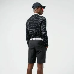 Jlindeberg J.Lindeberg Stuart Stripe Golf Shorts -Golf Clothing Shop J.Lindeberg SS22 Stuart Stripe Golf Shorts GMPA05577 9999 Code TSLIN012 34 W Black Model 2